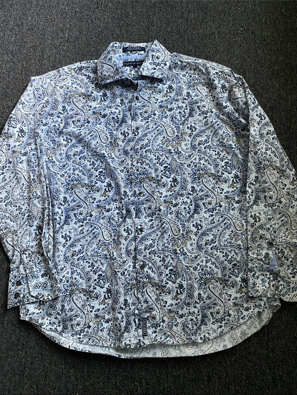 Tommy Hilfiger Men's Paisley Button-Down Shirt - Blue/White